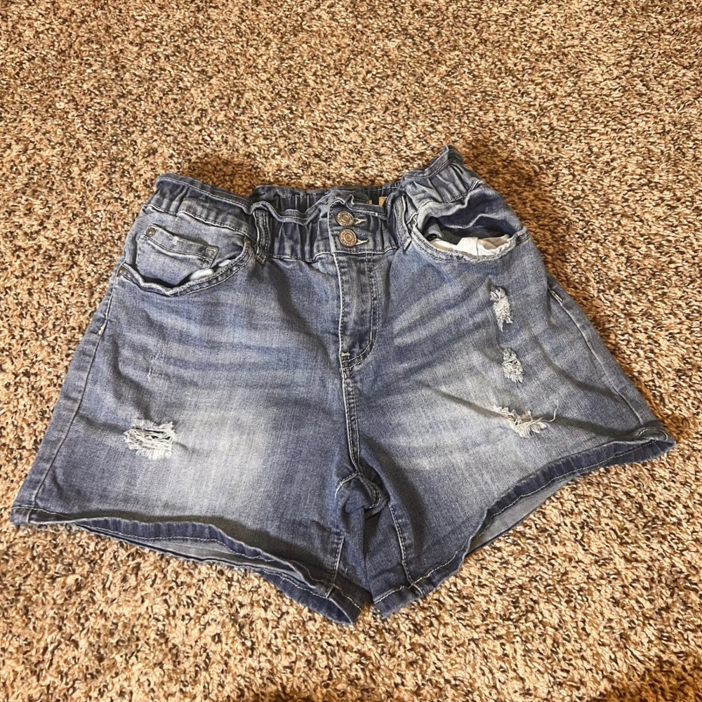 Indigo Rein Denim Shorts Distressed High Waist Casual Blue Size 7